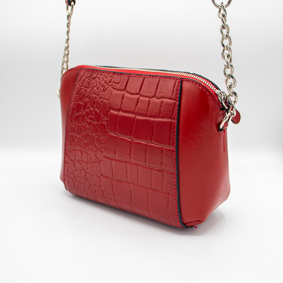 کیف زنانه چرم طبیعی مدل ساره رنگ قرمز